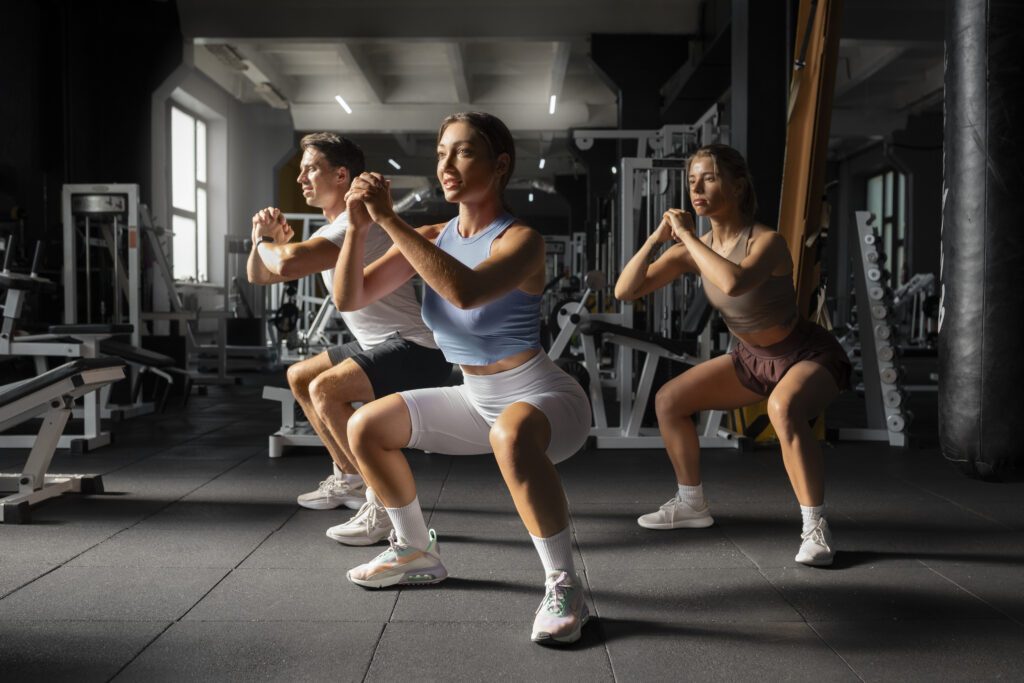 Comment faire un squat : un groupe de personnes réalise un squat